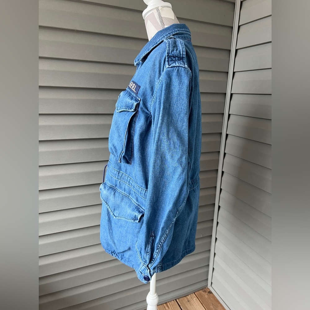 Polo Ralph Lauren - Oversized Women’s  Denim Jacket Blue Military Style Sz S - Picture 6 of 17